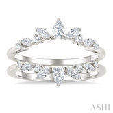 1/2 Ctw Pear, Marquise and Round Cut Diamond Insert Ring in 14K White Gold